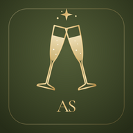 The A Sparkling Saturday app icon: two gold champagne flutes on deep olive